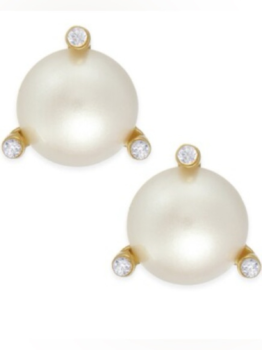 kate spade Rise and Shine Small Pearl and Crystal Gold-Tone Stud Earrings